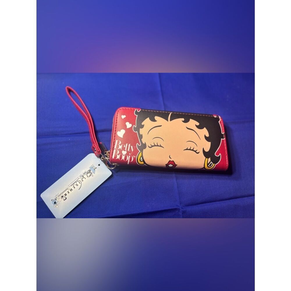 Betty Boop Red & Peach Face Zip-Around Wristlet Wallet